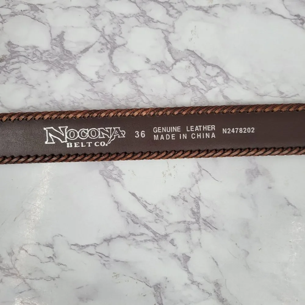 Nocona Men's Brown Leather Belt with Silver Buckle Top Hand Western